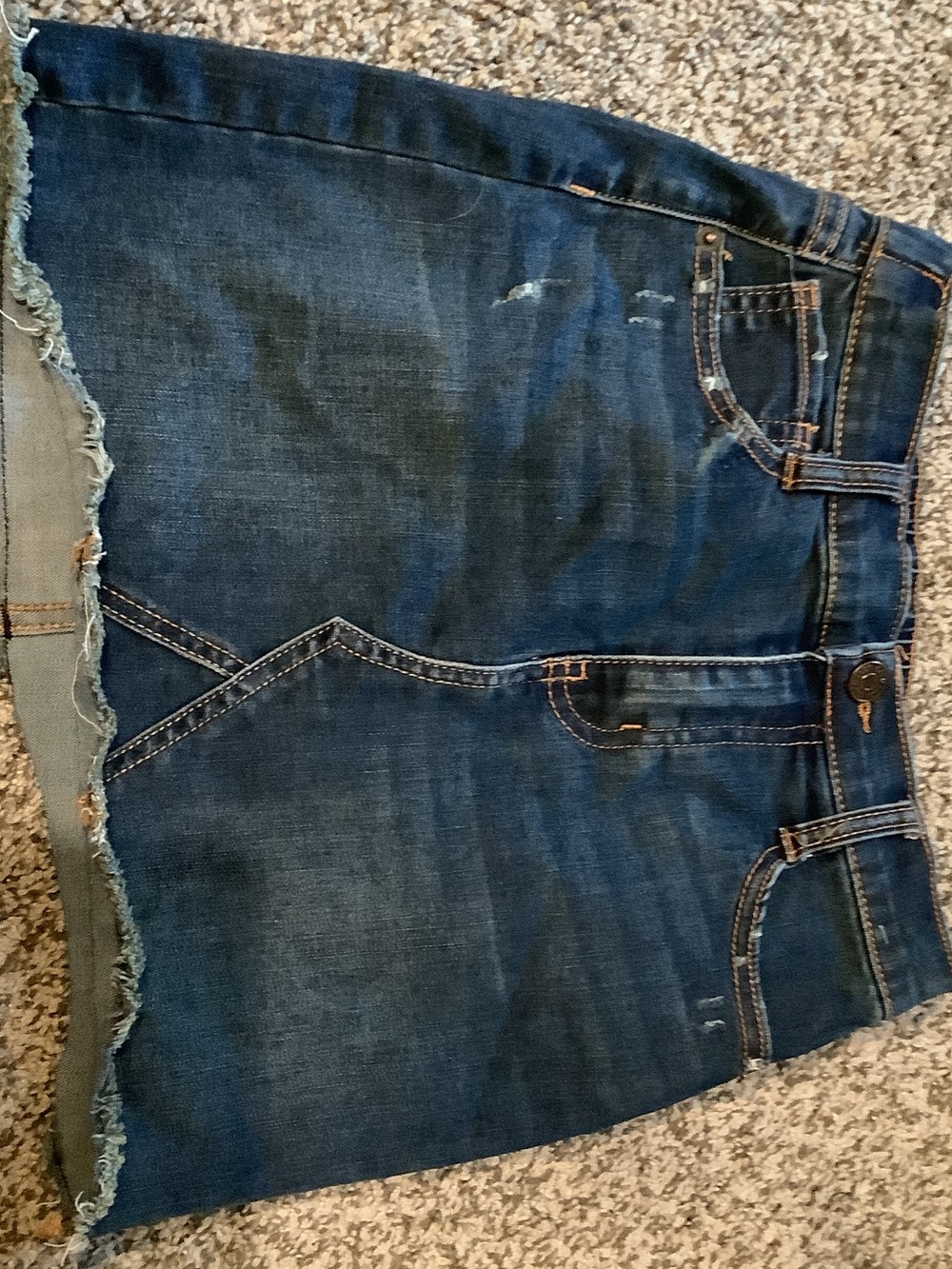 Girls 7/8 Cat & Jack Dark Blue Denim Kids' Frayed Hem Skirt
